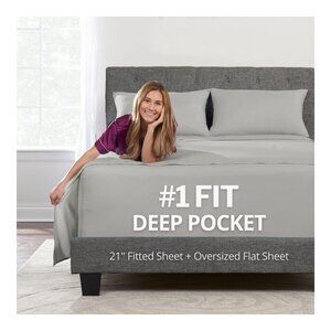 DeaLuxe Twin XL Sheet Set - Extra Deep Pocket, Microfiber, Zipper Pillowcase, Si